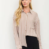 Latte Lines Button-Down Top - Sugar Babies Children's Boutique/Meg's Shoppe