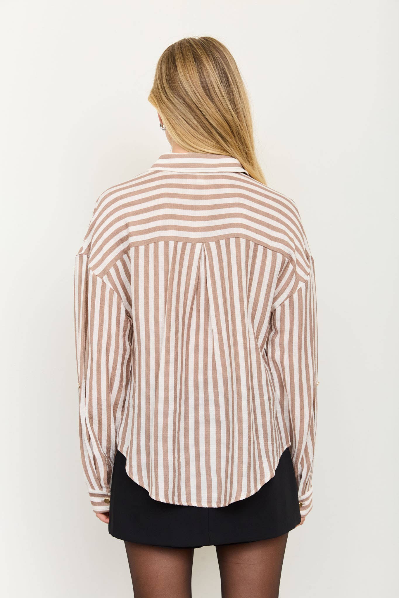 Latte Lines Button-Down Top - Sugar Babies Children's Boutique/Meg's Shoppe