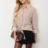 Latte Lines Button-Down Top - Sugar Babies Children's Boutique/Meg's Shoppe