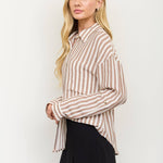 Latte Lines Button-Down Top - Sugar Babies Children's Boutique/Meg's Shoppe