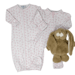 Leaping Bunnies Print Ruffle Zip Footie - Pink Baby Sleepwear Magnolia Baby