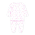Leaping Bunnies Print Ruffle Zip Footie - Pink Baby Sleepwear Magnolia Baby
