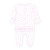 Leaping Bunnies Print Ruffle Zip Footie - Pink Baby Sleepwear Magnolia Baby