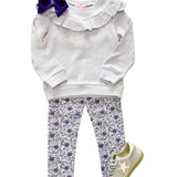 Leggings - Lavender Vine Floral Girls Pants + Leggings Bisby