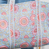 Light Blue Floral Quilted Tote Bag Purses + Totes LA Soul
