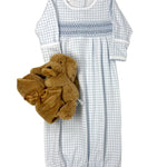 Light Blue Peek-a-Boo Wishes Smocked Pleated Gown Baby Sleepwear Magnolia Baby