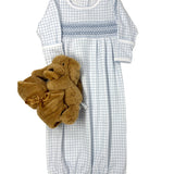 Light Blue Peek-a-Boo Wishes Smocked Pleated Gown Baby Sleepwear Magnolia Baby
