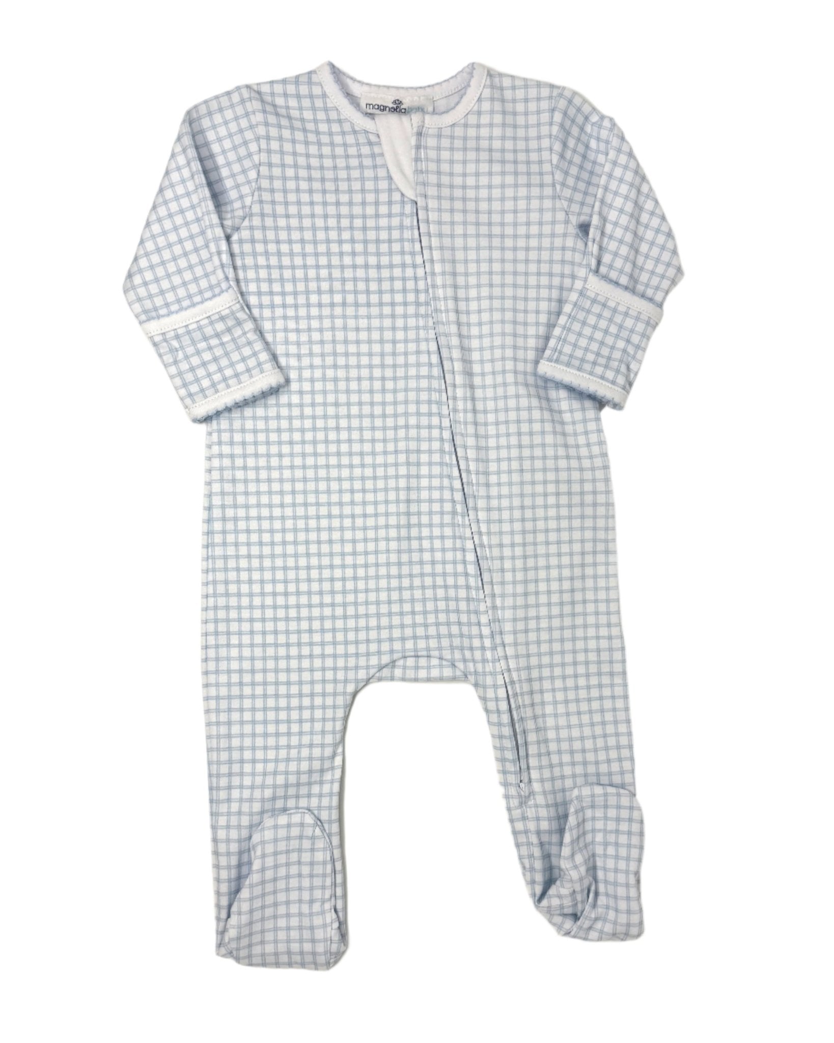 Light Blue Peek-a-Boo Wishes Zipper Footie Baby Sleepwear Magnolia Baby