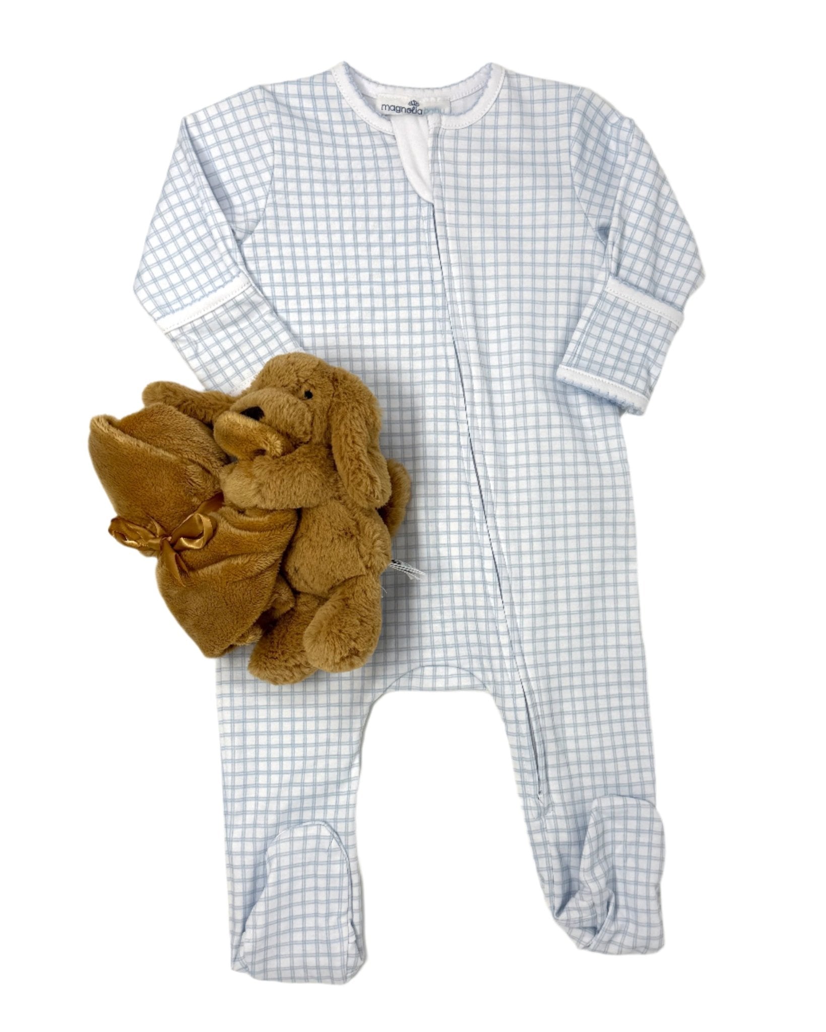 Light Blue Peek-a-Boo Wishes Zipper Footie Baby Sleepwear Magnolia Baby
