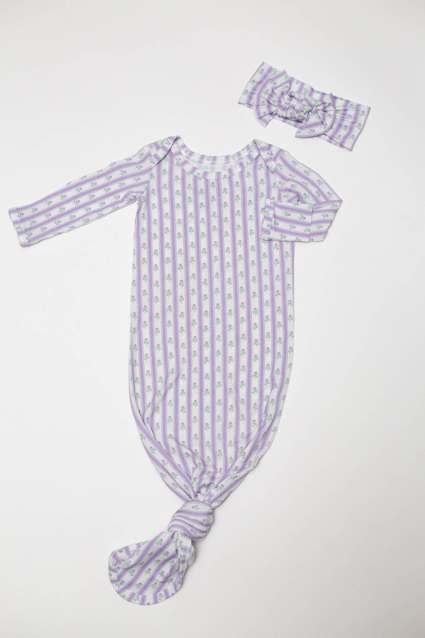 Lilac Ribbons Knotted Gown Baby Sleepwear Goosies