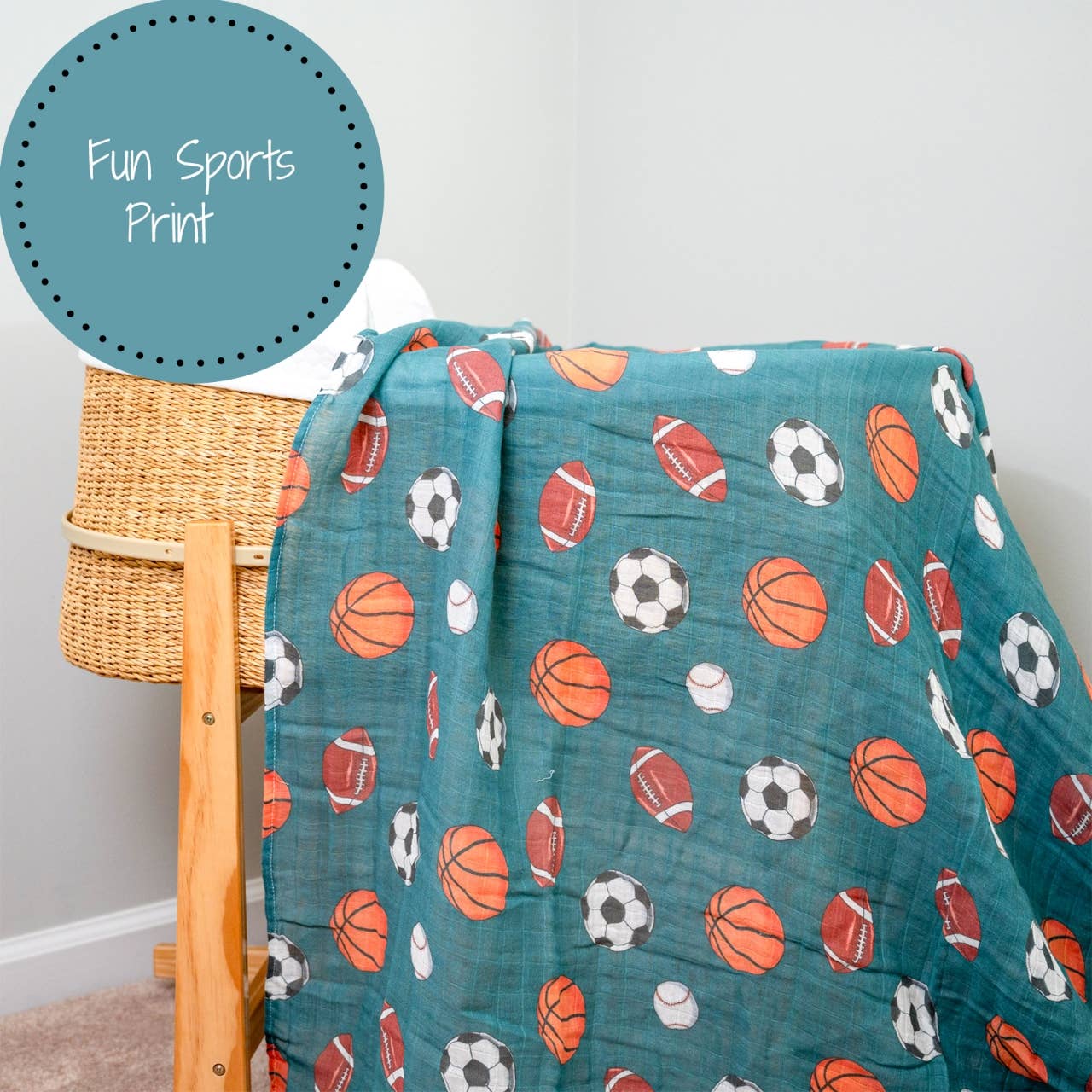 Little Athlete Sporty Theme Baby Muslin Swaddle Blanket Baby Accessories LollyBanks