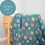 Little Athlete Sporty Theme Baby Muslin Swaddle Blanket Baby Accessories LollyBanks