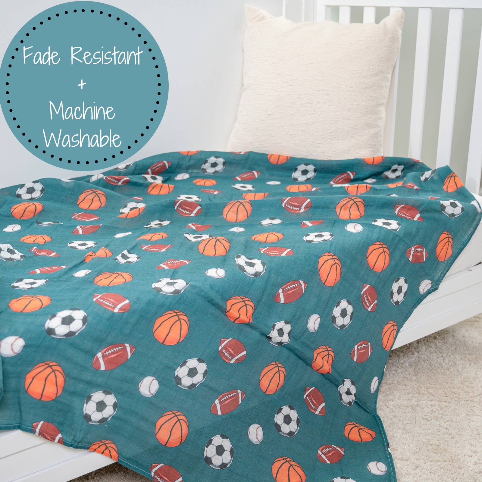 Little Athlete Sporty Theme Baby Muslin Swaddle Blanket Baby Accessories LollyBanks