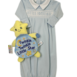 Little Brother Smocked Pleated Gown - Lt. Blue Baby Sleepwear Magnolia Baby