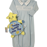 Little Brother Smocked Pleated Gown - Lt. Blue Baby Sleepwear Magnolia Baby