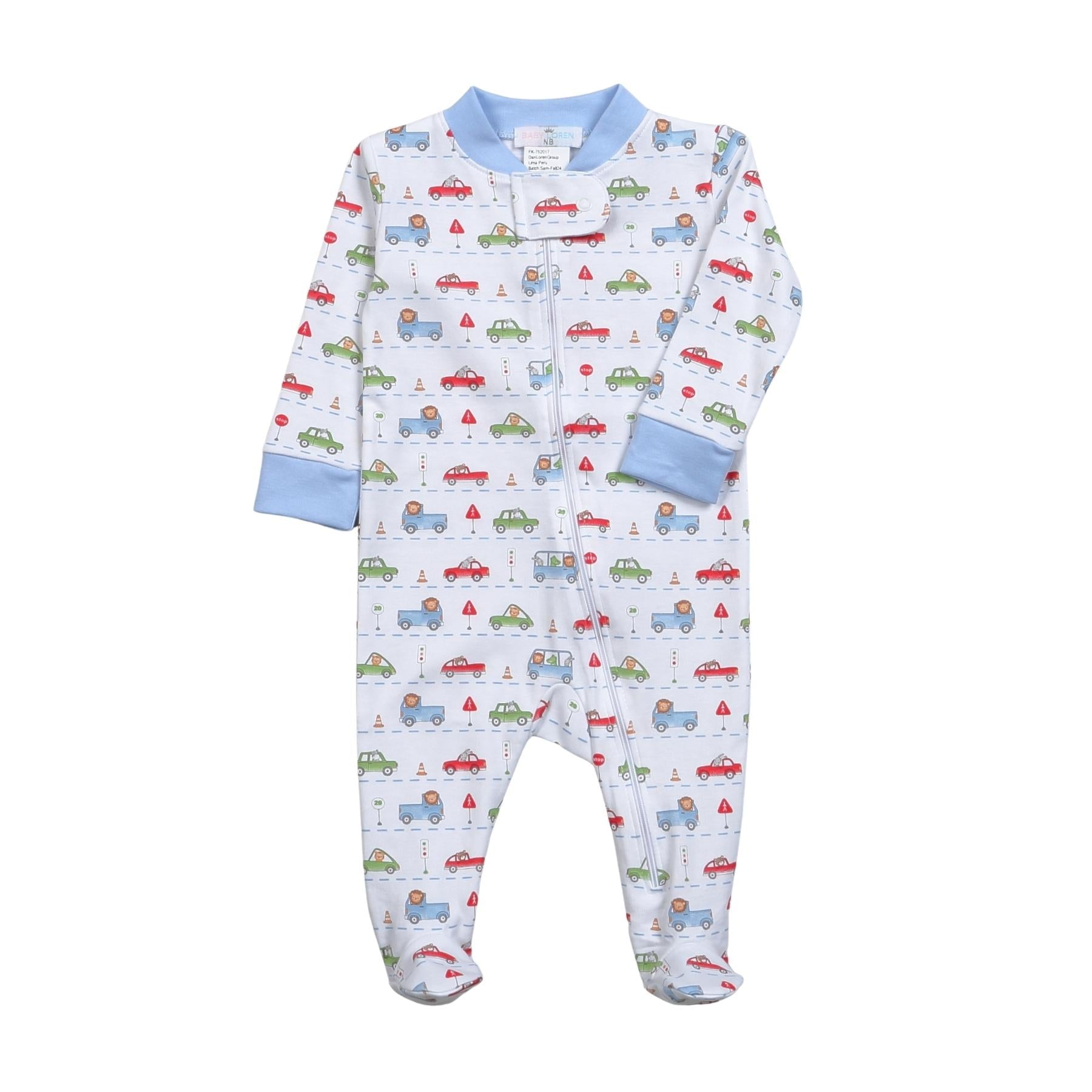 Little Drivers Pima Zipper Baby Sleepwear Baby Loren