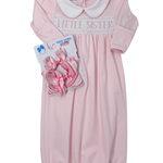 Little Sister Smocked Gathered Gown - Lt. Pink Baby Sleepwear Magnolia Baby