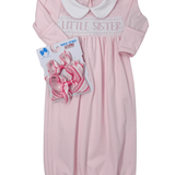 Little Sister Smocked Gathered Gown - Lt. Pink Baby Sleepwear Magnolia Baby