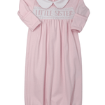Little Sister Smocked Gathered Gown - Lt. Pink Baby Sleepwear Magnolia Baby