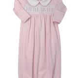 Little Sister Smocked Gathered Gown - Lt. Pink Baby Sleepwear Magnolia Baby