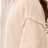 Lofty Elbow Sleeve Crew Neck Sweater - Cream Tops Tribal