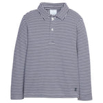 Long Sleeve Polo - Navy Stripe Boys Shirts + Polos Little English