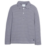 Long Sleeve Polo - Navy Stripe Boys Shirts + Polos Little English