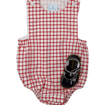 Louis Sunsuit - Red Windowpane Boys Bubbles + Rompers Little English
