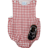 Louis Sunsuit - Red Windowpane Boys Bubbles + Rompers Little English