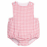 Louis Sunsuit - Red Windowpane Boys Bubbles + Rompers Little English