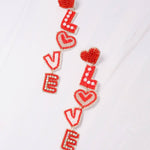 Love Embellished Drop Earring Red Earrings Caroline Hill