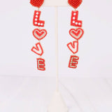 Love Embellished Drop Earring Red Earrings Caroline Hill