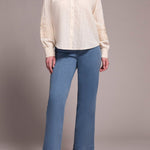 L/S Blouse w/ Applique Sleeves - Moonstone Tops Tribal