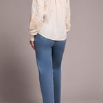 L/S Blouse w/ Applique Sleeves - Moonstone Tops Tribal