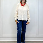 L/S Blouse w/ Applique Sleeves - Moonstone Tops Tribal