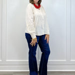 L/S Blouse w/ Applique Sleeves - Moonstone Tops Tribal