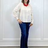 L/S Blouse w/ Applique Sleeves - Moonstone Tops Tribal