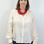 L/S Blouse w/ Applique Sleeves - Moonstone Tops Tribal