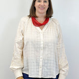 L/S Blouse w/ Applique Sleeves - Moonstone Tops Tribal