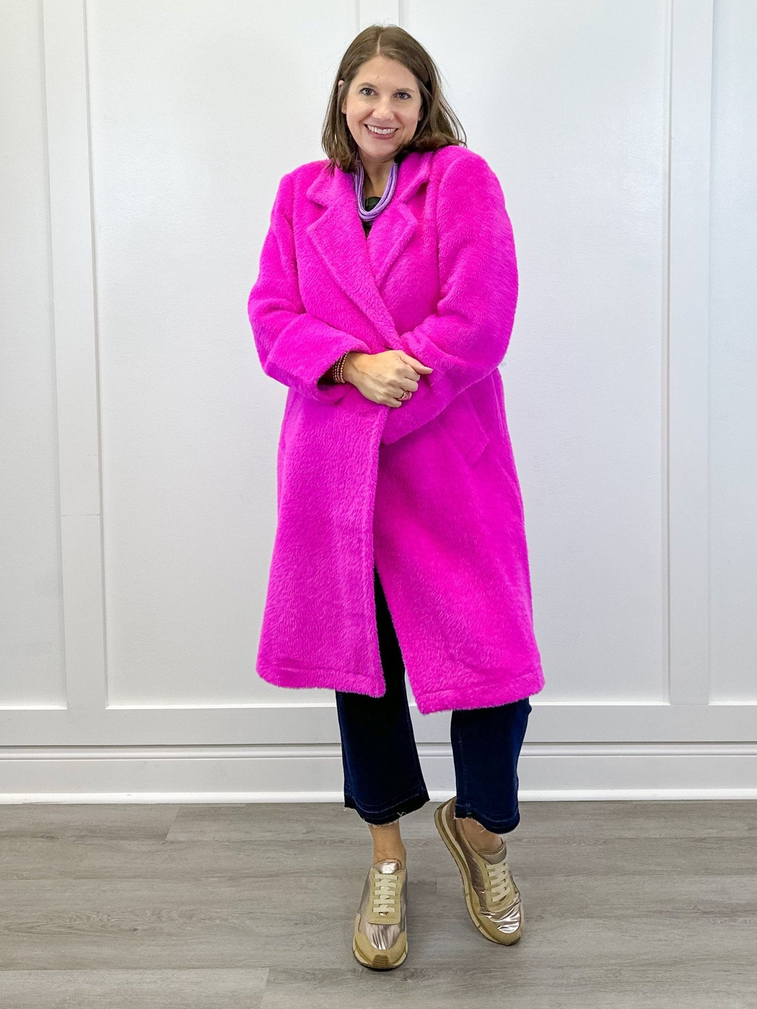 L/S Button Front Coat w/ Lining - Pink Flambe Outerwear Tribal