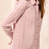 L/S Button Front Shirt w/ Side Panels - Violet Ice Tops Tribal