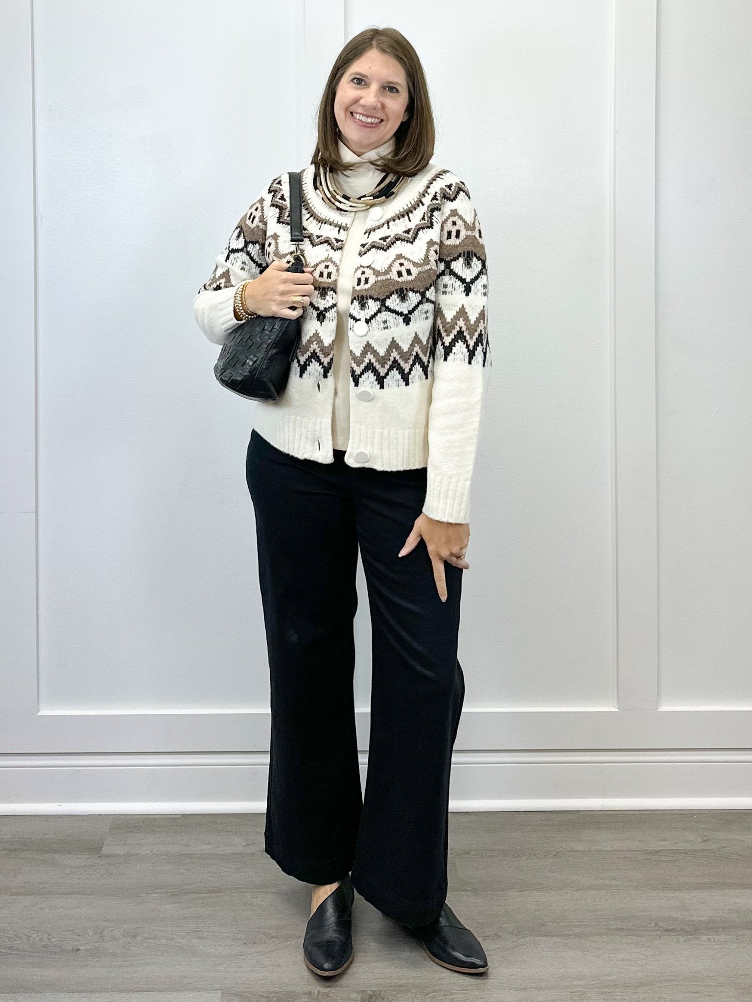 L/S Button Front Sweater Cardigan - Moonstone Sweaters Tribal