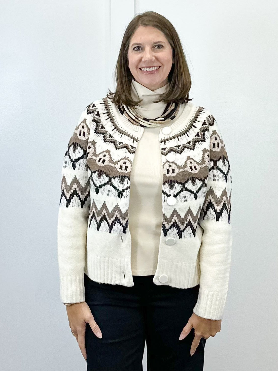 L/S Button Front Sweater Cardigan - Moonstone
