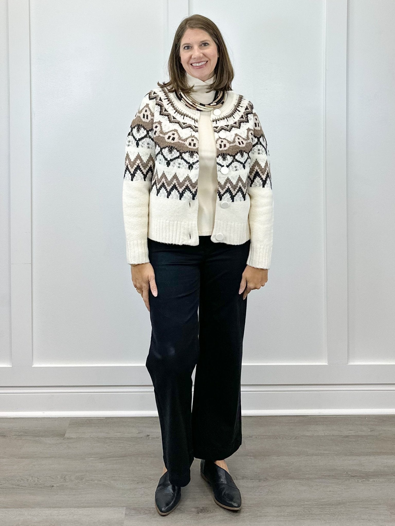 L/S Button Front Sweater Cardigan - Moonstone Sweaters Tribal
