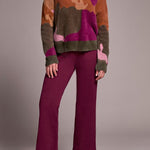 L/S Crew Neck Intarsia Sweater - Ginger Spice Sweaters Tribal