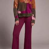 L/S Crew Neck Intarsia Sweater - Ginger Spice Sweaters Tribal