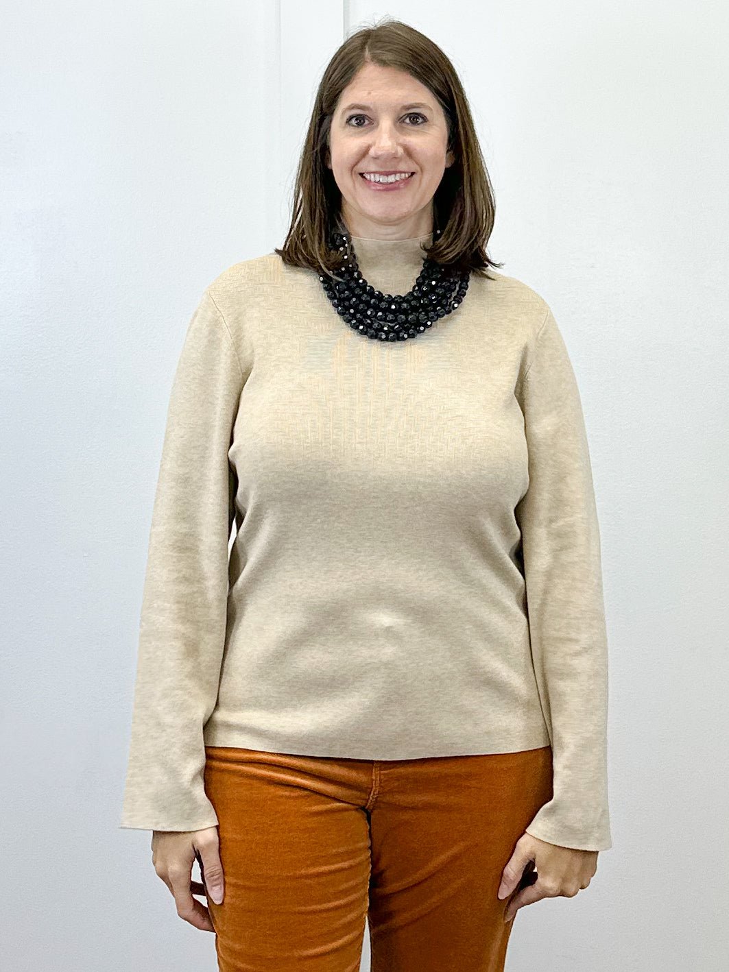 L/S Funnel Neck Sweater - Latte