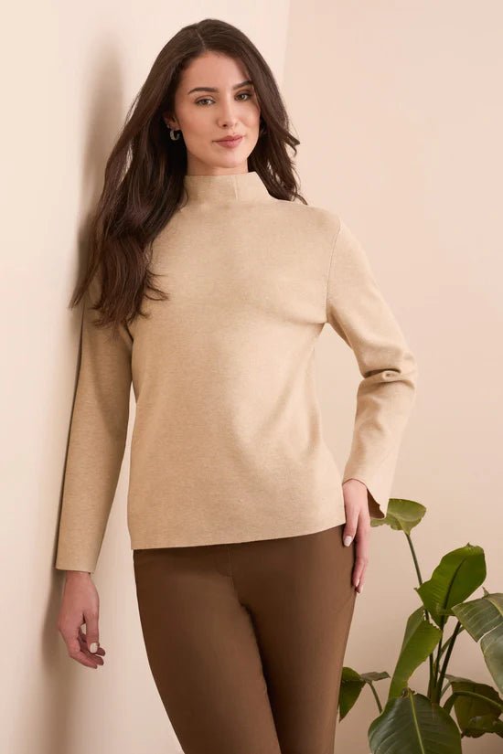 L/S Funnel Neck Sweater - Latte Sweaters Tribal