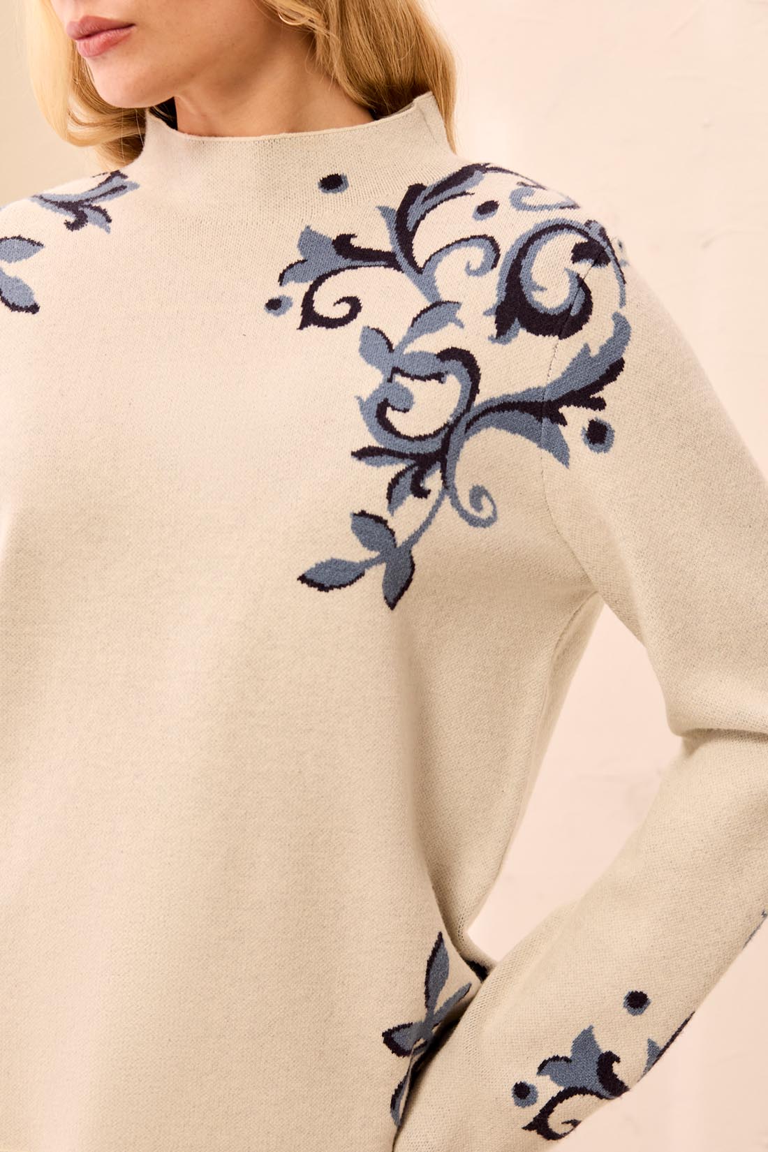 L/S Funnel Neck Sweater - Moonstone - Sugar Babies Children's Boutique/Meg's Shoppe