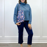 L/S Funnel Neck Top - Slate Blue Tops Tribal